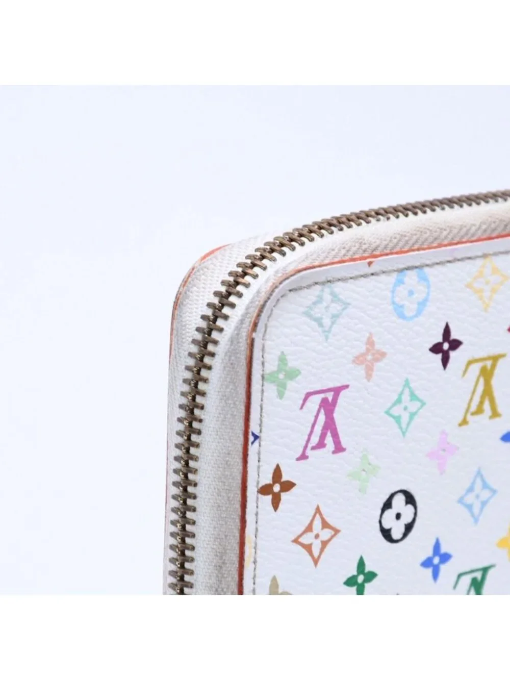 Louis Vuitton Monogram Multicolor Zippy Wallet Takashi Murakami Gold White